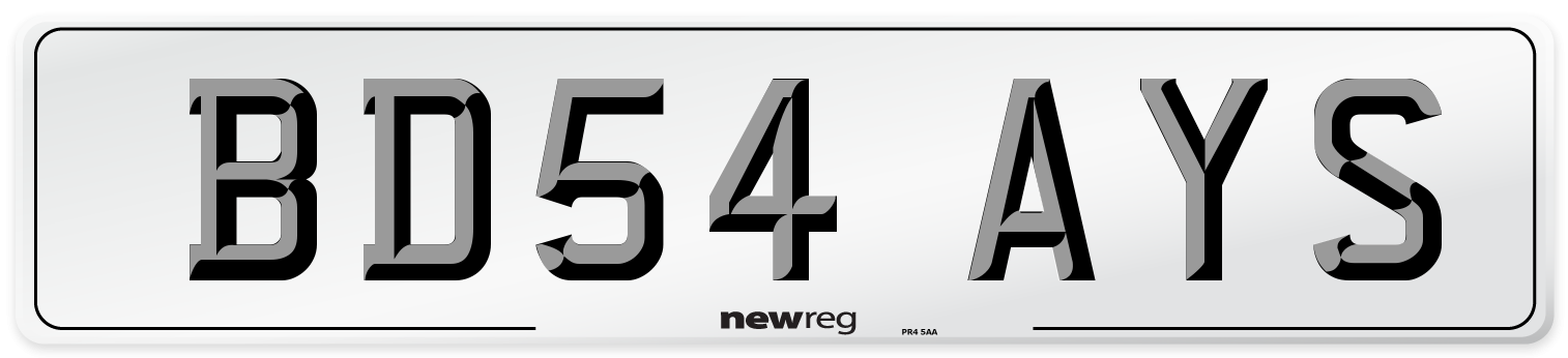 BD54 AYS Number Plate from New Reg